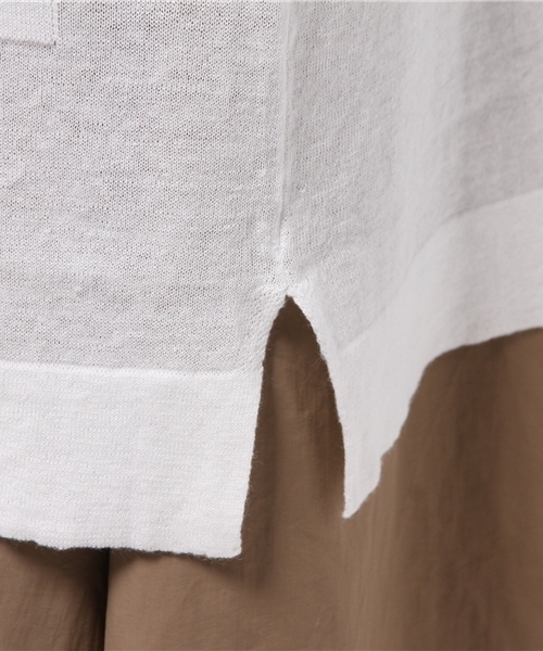 LBC（エルビーシー）の「12Gリネンコットンフードロングジレ（ベスト・レディース・ネイビー/オフホワイト・LARGE/MEDIUM）」の8枚目の写真