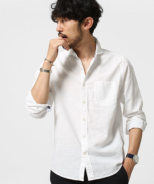 NANO universe(ナノユニバース)の「C/Lカラーシャツ L/S(シャツ/ブラウス・メンズ・ベージュ/ネイビー/ホワイト/カーキ/ブラック・MEDIUM/LARGE/SMALL)」の2枚目の写真