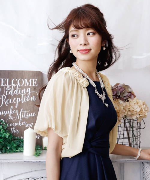 PourVous(プールヴー)の「パフスリーブ ギャザー ボレロ 結婚式対応 オケージョン (ノーカラージャケット・レディース・ブラック/アイボリー・XL/L/S/M/XXL)」の20枚目の写真