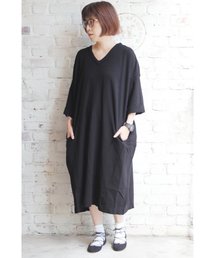 ストレッチポンチ Vネックワンピース_#