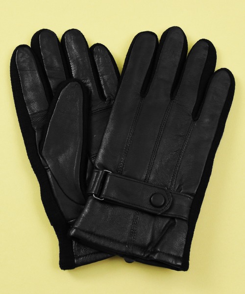 ８(eight)（エイト）の「シープスキン レザー グローブ（手袋・メンズ・ブラック/ブラウン・FREE）」の2枚目の写真
