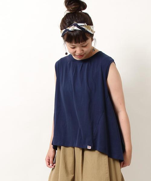 coen(コーエン)の「USAコットンドレープヘムノースリーブロングTシャツ(Tシャツ/カットソー・レディース・ホワイト/ホワイト×イエロー/ホワイト×ネイビー/ネイビー・FREE)」の4枚目の写真