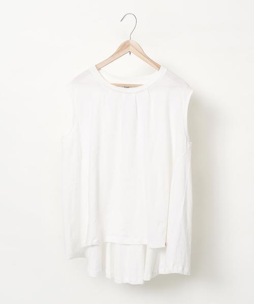 coen(コーエン)の「USAコットンドレープヘムノースリーブロングTシャツ(Tシャツ/カットソー・レディース・ホワイト/ホワイト×イエロー/ホワイト×ネイビー/ネイビー・FREE)」の2枚目の写真