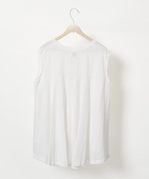 coen(コーエン)の「USAコットンドレープヘムノースリーブロングTシャツ(Tシャツ/カットソー・レディース・ホワイト/ホワイト×イエロー/ホワイト×ネイビー/ネイビー・FREE)」の5枚目の写真