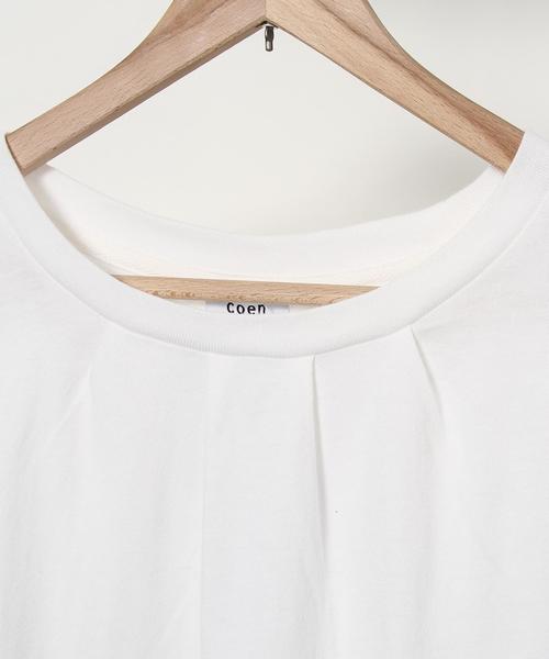 coen(コーエン)の「USAコットンドレープヘムノースリーブロングTシャツ(Tシャツ/カットソー・レディース・ホワイト/ホワイト×イエロー/ホワイト×ネイビー/ネイビー・FREE)」の6枚目の写真