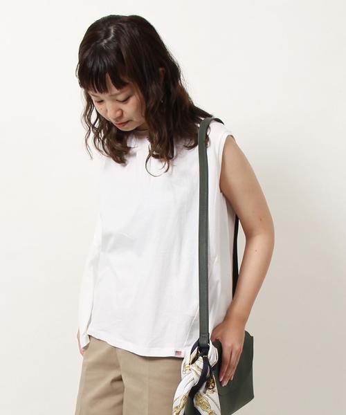 coen(コーエン)の「USAコットンドレープヘムノースリーブロングTシャツ(Tシャツ/カットソー・レディース・ホワイト/ホワイト×イエロー/ホワイト×ネイビー/ネイビー・FREE)」の8枚目の写真