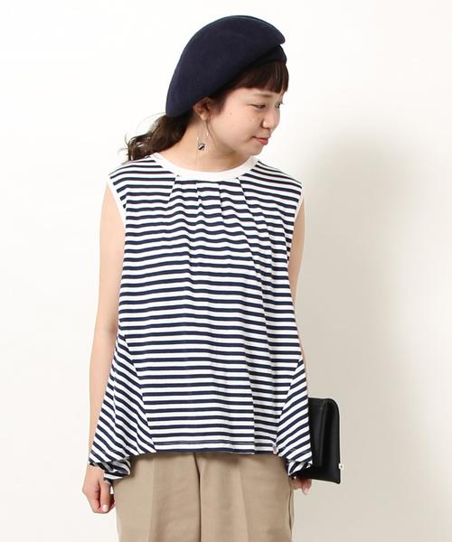 coen(コーエン)の「USAコットンドレープヘムノースリーブロングTシャツ(Tシャツ/カットソー・レディース・ホワイト/ホワイト×イエロー/ホワイト×ネイビー/ネイビー・FREE)」の14枚目の写真