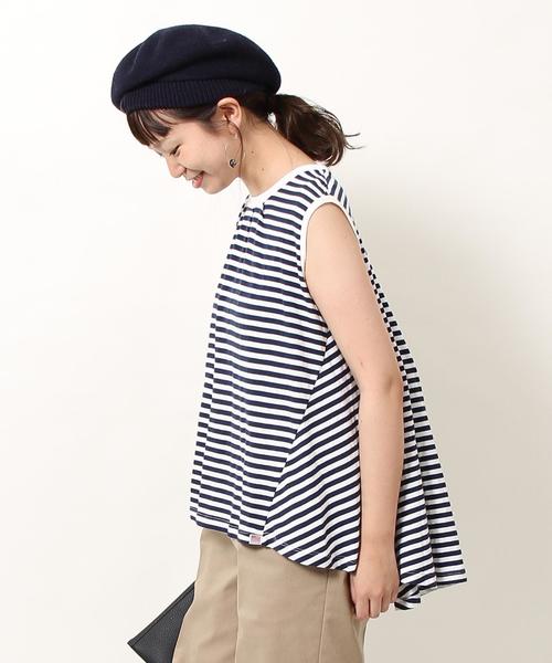 coen(コーエン)の「USAコットンドレープヘムノースリーブロングTシャツ(Tシャツ/カットソー・レディース・ホワイト/ホワイト×イエロー/ホワイト×ネイビー/ネイビー・FREE)」の15枚目の写真