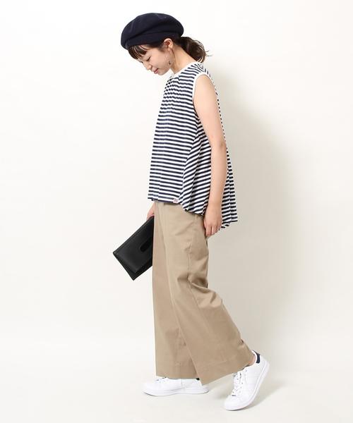 coen(コーエン)の「USAコットンドレープヘムノースリーブロングTシャツ(Tシャツ/カットソー・レディース・ホワイト/ホワイト×イエロー/ホワイト×ネイビー/ネイビー・FREE)」の16枚目の写真