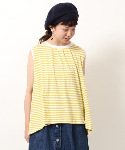 coen(コーエン)の「USAコットンドレープヘムノースリーブロングTシャツ(Tシャツ/カットソー・レディース・ホワイト/ホワイト×イエロー/ホワイト×ネイビー/ネイビー・FREE)」の9枚目の写真