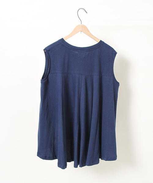 coen(コーエン)の「USAコットンドレープヘムノースリーブロングTシャツ(Tシャツ/カットソー・レディース・ホワイト/ホワイト×イエロー/ホワイト×ネイビー/ネイビー・FREE)」の11枚目の写真