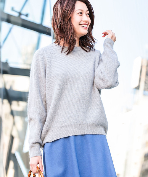 RIVE DROITE（リヴドロワ）の「FOX混片畦クルーネックプルオーバー（ニット/セーター・レディース・ベージュ/ライトグレー/ブラック/ピンク/イエロー・FREE）」の3枚目の写真