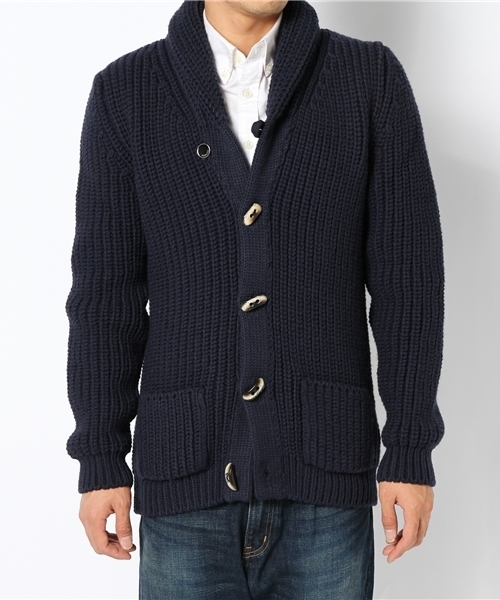 BRILLA per il gusto（ブリッラペルイルグースト）の「solosali / ショールカラーニット（ニット/セーター・メンズ・ブラウン系その他/ネイビー・SMALL/MEDIUM）」の2枚目の写真