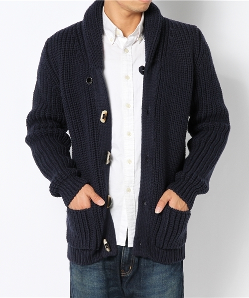 BRILLA per il gusto（ブリッラペルイルグースト）の「solosali / ショールカラーニット（ニット/セーター・メンズ・ブラウン系その他/ネイビー・SMALL/MEDIUM）」の5枚目の写真