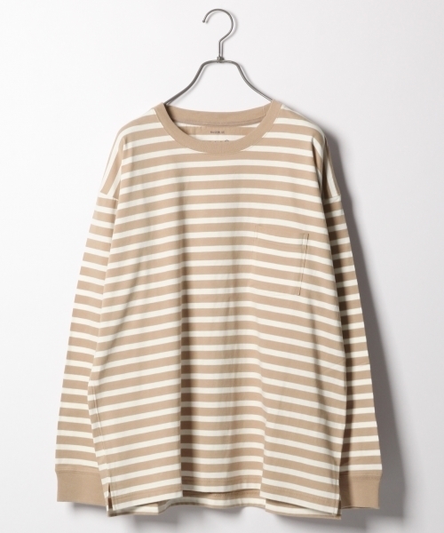RAGEBLUE(レイジブルー)の「ボーダードロップロンT /783912(Tシャツ/カットソー・メンズ・ブラック/ベージュ/ブルー系その他/イエロー・LARGE/MEDIUM/SMALL)」の3枚目の写真