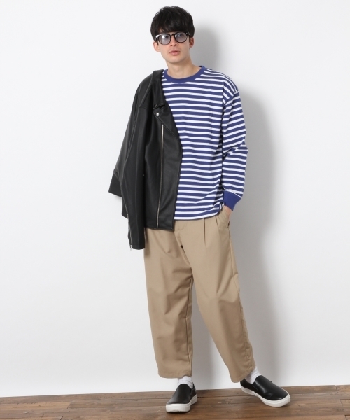 RAGEBLUE(レイジブルー)の「ボーダードロップロンT /783912(Tシャツ/カットソー・メンズ・ブラック/ベージュ/ブルー系その他/イエロー・LARGE/MEDIUM/SMALL)」の7枚目の写真