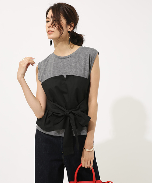 AZUL by moussy（アズールバイマウジー）の「ビスチェ付きノースリプルオーバー（タンクトップ・レディース・ホワイト/トップグレー/ブラック・SMALL/MEDIUM）」の12枚目の写真