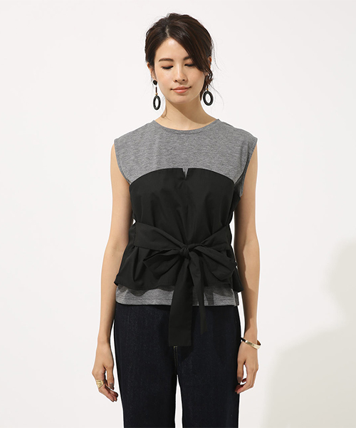 AZUL by moussy（アズールバイマウジー）の「ビスチェ付きノースリプルオーバー（タンクトップ・レディース・ホワイト/トップグレー/ブラック・SMALL/MEDIUM）」の10枚目の写真