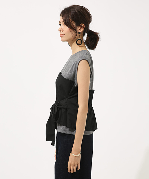 AZUL by moussy（アズールバイマウジー）の「ビスチェ付きノースリプルオーバー（タンクトップ・レディース・ホワイト/トップグレー/ブラック・SMALL/MEDIUM）」の9枚目の写真