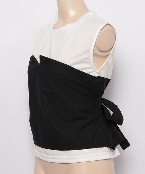 AZUL by moussy（アズールバイマウジー）の「ビスチェ付きノースリプルオーバー（タンクトップ・レディース・ホワイト/トップグレー/ブラック・SMALL/MEDIUM）」の4枚目の写真