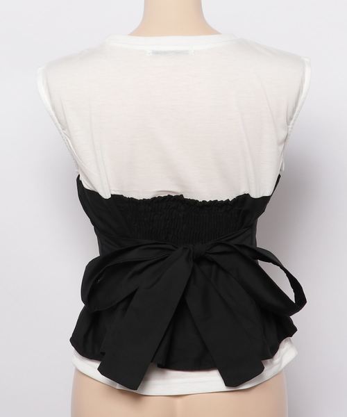 AZUL by moussy（アズールバイマウジー）の「ビスチェ付きノースリプルオーバー（タンクトップ・レディース・ホワイト/トップグレー/ブラック・SMALL/MEDIUM）」の5枚目の写真