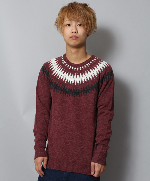 WEGO（ウィゴー）の「WEGO/球芯柄ニット（ニット/セーター・メンズ・オフホワイト/ネイビー/ワイン/マスタード/ブルー/ブラック・MEDIUM/LARGE）」の6枚目の写真