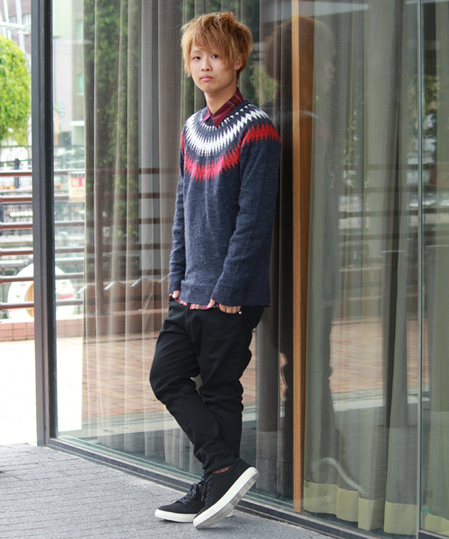 WEGO（ウィゴー）の「WEGO/球芯柄ニット（ニット/セーター・メンズ・オフホワイト/ネイビー/ワイン/マスタード/ブルー/ブラック・MEDIUM/LARGE）」の13枚目の写真