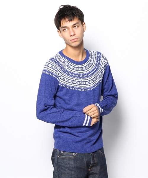 WEGO（ウィゴー）の「WEGO/球芯柄ニット（ニット/セーター・メンズ・オフホワイト/ネイビー/ワイン/マスタード/ブルー/ブラック・MEDIUM/LARGE）」の5枚目の写真