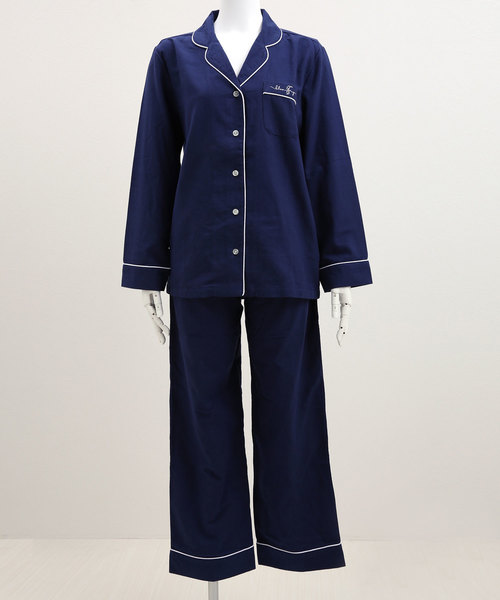 blooming FLORA（ブルーミングフローラ）の「ブルーミングフローラ　綿100％ピーチ起毛シンプルパジャマ　bloomingFLORA（ルームウェア/パジャマ・レディース・ホワイト/ネイビー/ピンク/ブルー/ホワイト×ピンク・MEDIUM）」の12枚目の写真