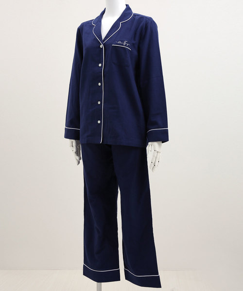 blooming FLORA（ブルーミングフローラ）の「ブルーミングフローラ　綿100％ピーチ起毛シンプルパジャマ　bloomingFLORA（ルームウェア/パジャマ・レディース・ホワイト/ネイビー/ピンク/ブルー/ホワイト×ピンク・MEDIUM）」の13枚目の写真