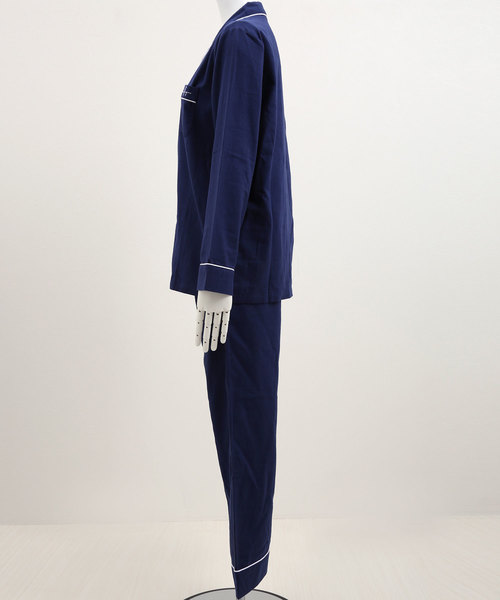 blooming FLORA（ブルーミングフローラ）の「ブルーミングフローラ　綿100％ピーチ起毛シンプルパジャマ　bloomingFLORA（ルームウェア/パジャマ・レディース・ホワイト/ネイビー/ピンク/ブルー/ホワイト×ピンク・MEDIUM）」の14枚目の写真