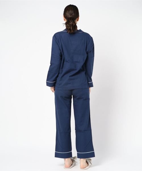 blooming FLORA（ブルーミングフローラ）の「ブルーミングフローラ　綿100％ピーチ起毛シンプルパジャマ　bloomingFLORA（ルームウェア/パジャマ・レディース・ホワイト/ネイビー/ピンク/ブルー/ホワイト×ピンク・MEDIUM）」の18枚目の写真