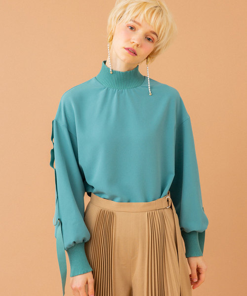 UNITED TOKYO（ユナイテッドトウキョウ）の「アジャストリブブラウス（シャツ/ブラウス・レディース・ブラック/アイボリー/ミント/ライトベージュ・1）」の9枚目の写真