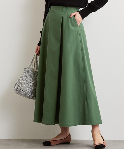 green label relaxing(グリーンレーベルリラクシング)の「SC T/C チノ フレア スカート(スカート・レディース・ダークグリーン/ベージュ/オレンジ・38/36)」の3枚目の写真