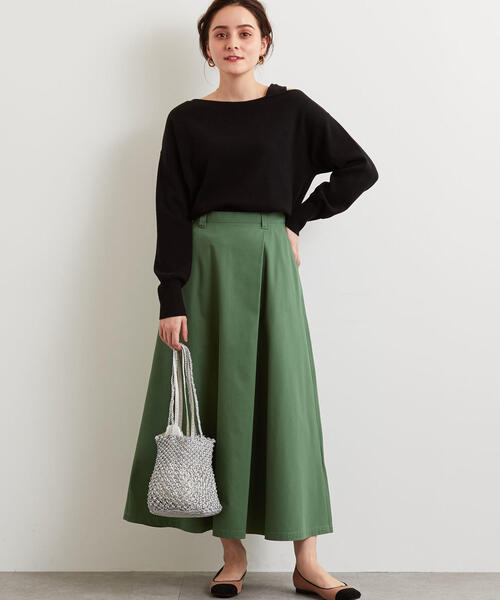 green label relaxing(グリーンレーベルリラクシング)の「SC T/C チノ フレア スカート(スカート・レディース・ダークグリーン/ベージュ/オレンジ・38/36)」の5枚目の写真