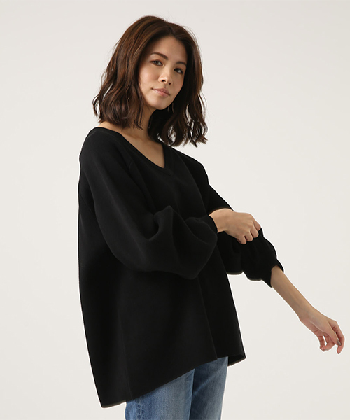 AZUL by moussy(アズールバイマウジー)の「SWEATTER V/N LOOSE TOPS/セーター Vネック ルーズトップス(ニット/セーター・レディース・ブラック/ライトパープル/ライトベージュ・SMALL/MEDIUM)」の19枚目の写真
