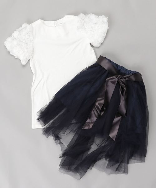 Catherine Cottage（キャサリンコテージ）の「ローズトップス＆チュールスカートセット（セットアップ・キッズ・ブラック×グレー/ホワイト×ネイビー・110/120/130/150/160/140）」の8枚目の写真