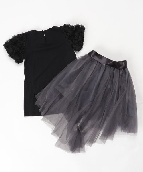 Catherine Cottage（キャサリンコテージ）の「ローズトップス＆チュールスカートセット（セットアップ・キッズ・ブラック×グレー/ホワイト×ネイビー・110/120/130/150/160/140）」の9枚目の写真