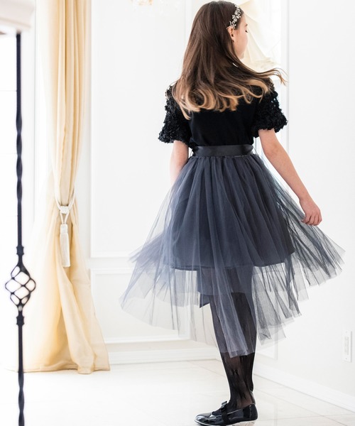Catherine Cottage（キャサリンコテージ）の「ローズトップス＆チュールスカートセット（セットアップ・キッズ・ブラック×グレー/ホワイト×ネイビー・110/120/130/150/160/140）」の12枚目の写真
