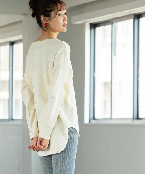 coen（コーエン）の「コットンサーマルロングスリーブカットソー（Tシャツ/カットソー・レディース・ブラウン/カーキ/ナチュラル・FREE）」の2枚目の写真