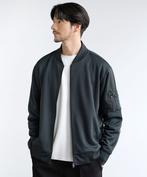 LIL VENDARS(リルヴェンダース)の「Buyer's Select/ハイブリッドジャージーストレッチMA-1ジャケット(MA-1・メンズ・ブラック/ネイビー/カーキ/モカ/杢グレー/キャメル/ワイン/グレー/チャコール・S/M/L/XL/XXL)」の4枚目の写真