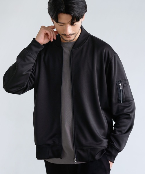 LIL VENDARS(リルヴェンダース)の「Buyer's Select/ハイブリッドジャージーストレッチMA-1ジャケット(MA-1・メンズ・ブラック/ネイビー/カーキ/モカ/杢グレー/キャメル/ワイン/グレー/チャコール・S/M/L/XL/XXL)」の11枚目の写真