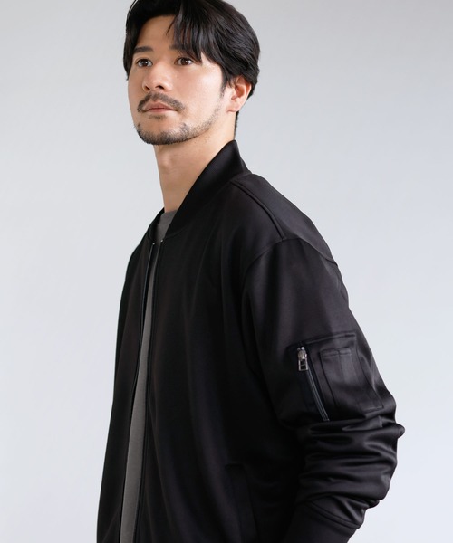 LIL VENDARS(リルヴェンダース)の「Buyer's Select/ハイブリッドジャージーストレッチMA-1ジャケット(MA-1・メンズ・ブラック/ネイビー/カーキ/モカ/杢グレー/キャメル/ワイン/グレー/チャコール・S/M/L/XL/XXL)」の13枚目の写真