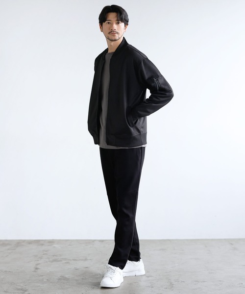 LIL VENDARS(リルヴェンダース)の「Buyer's Select/ハイブリッドジャージーストレッチMA-1ジャケット(MA-1・メンズ・ブラック/ネイビー/カーキ/モカ/杢グレー/キャメル/ワイン/グレー/チャコール・S/M/L/XL/XXL)」の14枚目の写真