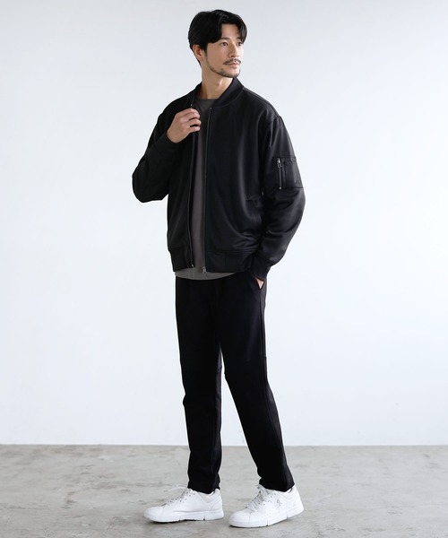 LIL VENDARS(リルヴェンダース)の「Buyer's Select/ハイブリッドジャージーストレッチMA-1ジャケット(MA-1・メンズ・ブラック/ネイビー/カーキ/モカ/杢グレー/キャメル/ワイン/グレー/チャコール・S/M/L/XL/XXL)」の15枚目の写真