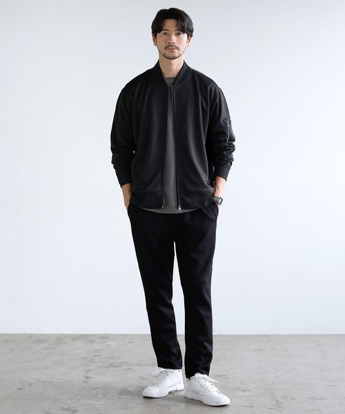 LIL VENDARS(リルヴェンダース)の「Buyer's Select/ハイブリッドジャージーストレッチMA-1ジャケット(MA-1・メンズ・ブラック/ネイビー/カーキ/モカ/杢グレー/キャメル/ワイン/グレー/チャコール・S/M/L/XL/XXL)」の16枚目の写真