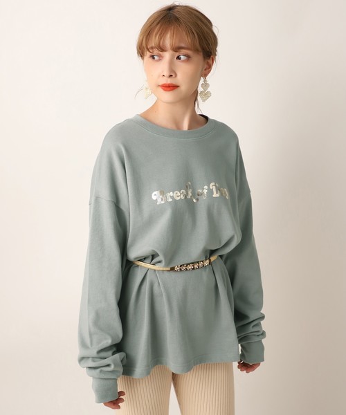 one after another NICE CLAUP（ワンアフターアナザーナイスクラップ）の「プリントロングスリーブTシャツ（Tシャツ/カットソー・レディース・パープル/オフホワイト/グリーン/ベージュ・FREE）」の3枚目の写真