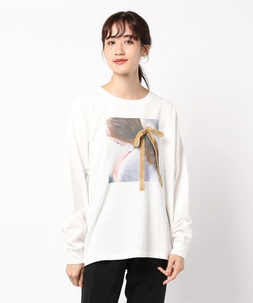 one after another NICE CLAUP（ワンアフターアナザーナイスクラップ）の「プリントロングスリーブTシャツ（Tシャツ/カットソー・レディース・パープル/オフホワイト/グリーン/ベージュ・FREE）」の14枚目の写真