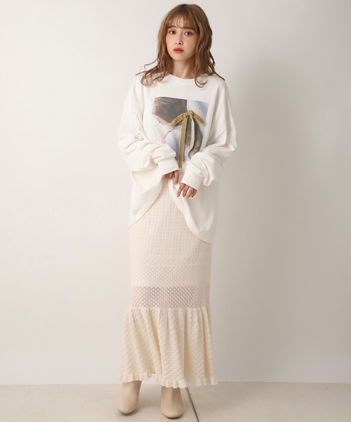 one after another NICE CLAUP（ワンアフターアナザーナイスクラップ）の「プリントロングスリーブTシャツ（Tシャツ/カットソー・レディース・パープル/オフホワイト/グリーン/ベージュ・FREE）」の10枚目の写真