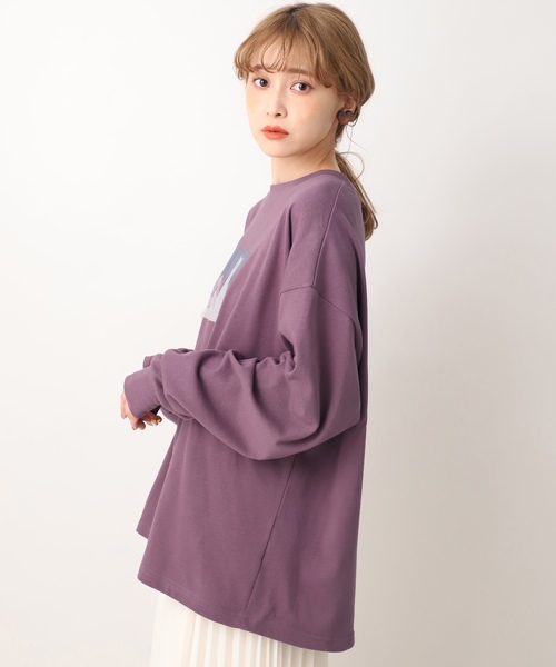 one after another NICE CLAUP（ワンアフターアナザーナイスクラップ）の「プリントロングスリーブTシャツ（Tシャツ/カットソー・レディース・パープル/オフホワイト/グリーン/ベージュ・FREE）」の16枚目の写真